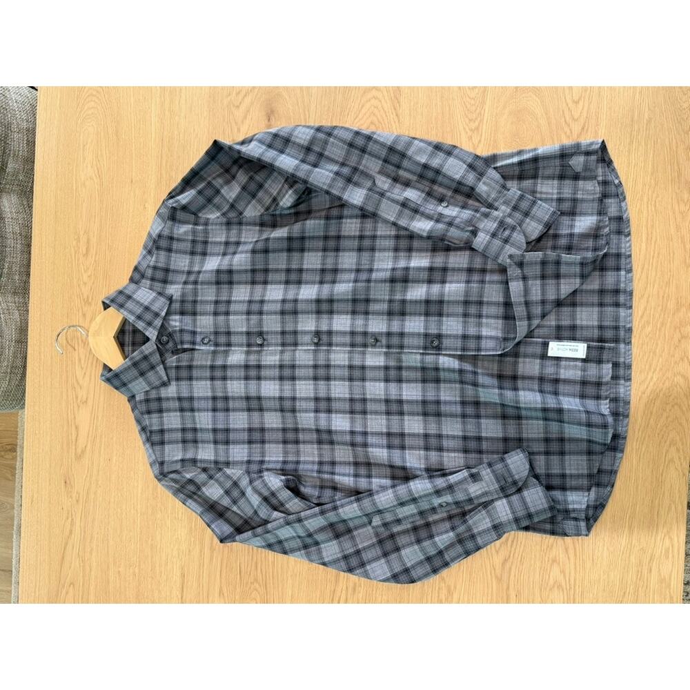 Proper Cloth Reda 100% Merino Wool Shirt Gray Plaid Custom Fit NEW $255 Retail